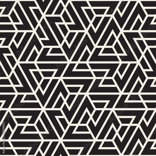 Vector seamless stripes pattern. Modern stylish texture with monochrome trellis. Repeating geometric hexagonal grid. Simple lattice design.