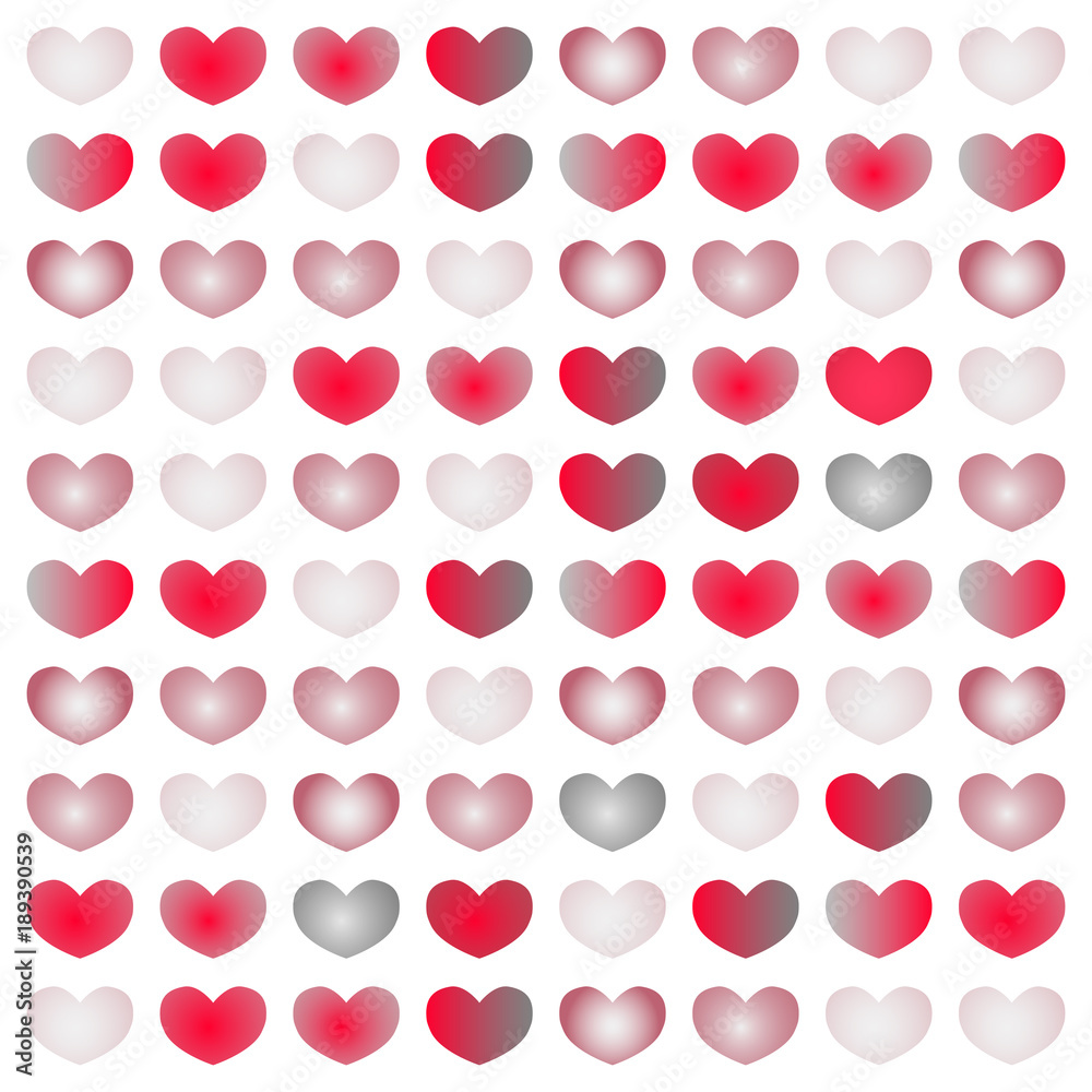cute hearts set gradient from white to red cute hearts set gradient from white to red