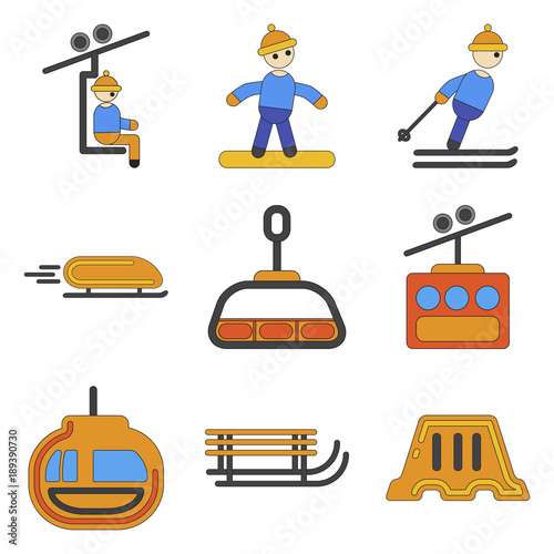Set of Icons in flat design winter sport