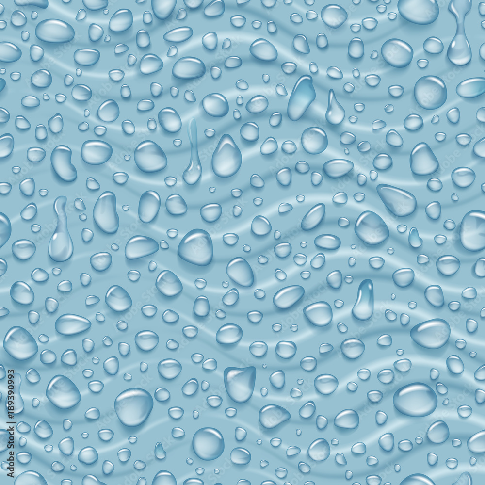 Seamless pattern of waves and water drops of different shapes with shadows in gray colors Seamless pattern of waves and water drops of different shapes with shadows in gray colors