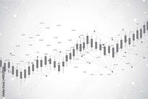 Business candle stick graph chart of stock market investment trading ackground design. Stock market chart. Bullish point, Trend of graph. Vector illustration.