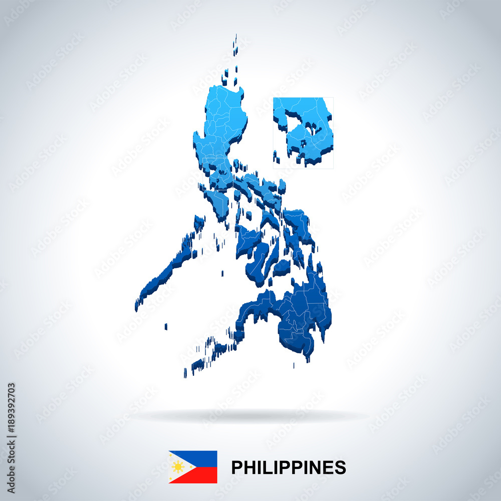 Philippines - map and flag - Detailed Vector Illustration Stock Vector ...