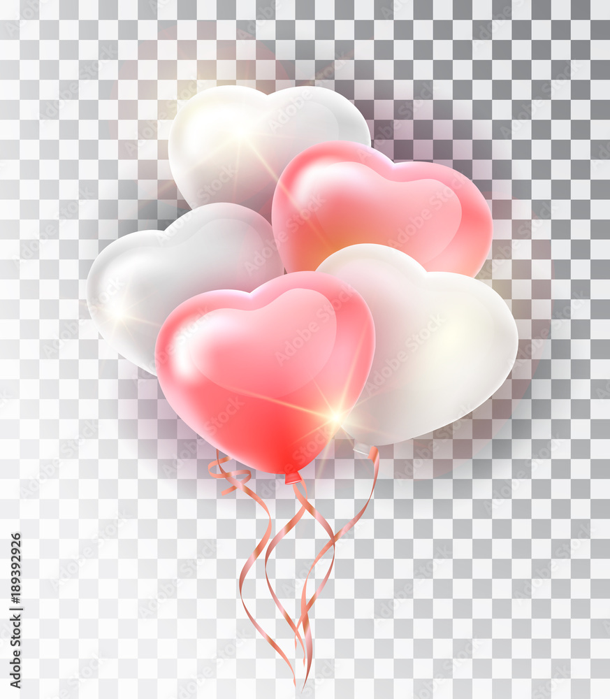 Balloon pink heart set. Symbol of love. Gift. Valentine s day . Vector ...