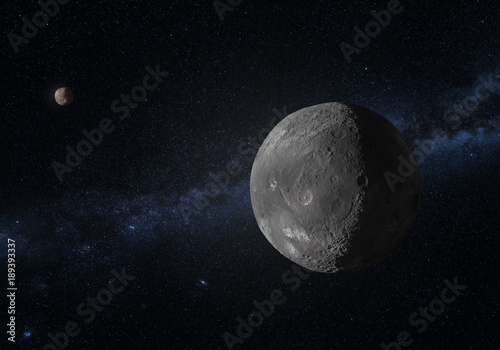 Fototapeta Naklejka Na Ścianę i Meble -  Artwork of Orcus dwarf planet and your moon Vanth in the Kuiper belt