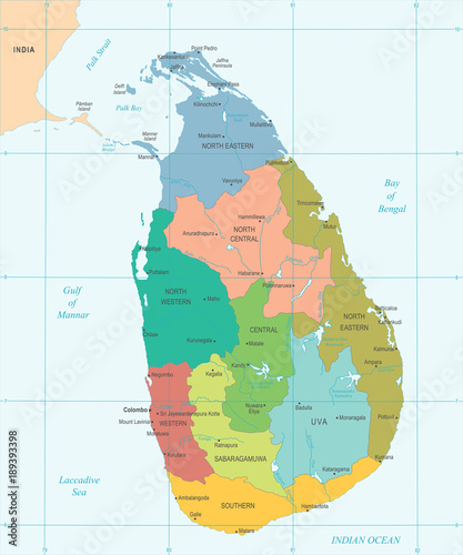 Sri Lanka Map - Detailed Vector Illustration