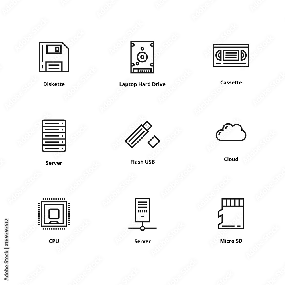9 Memory line icons 9 Memory line icons