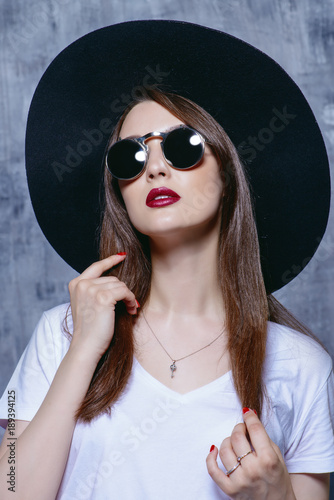 hipster girl wearing sunglasses