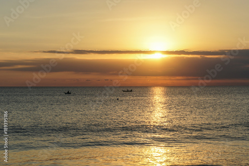 Beautiful sunset over the beach and ocean