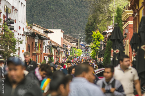 san cristobal street with tourist
