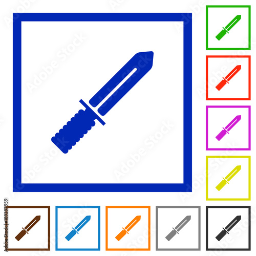 Knife flat framed icons