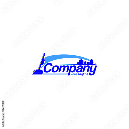 cleaning service company logo with blue color meaning is profesional elegant clean and cool 