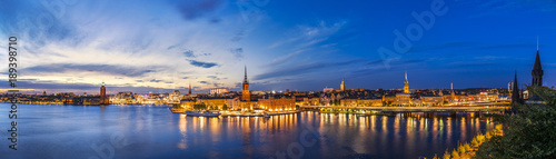 Sunset panorama of Stockholm. The Old Town architecture in Stockholm, Sweden.