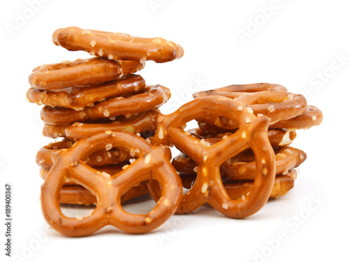 Quadro su tela Pretzels Isolated on a White Background