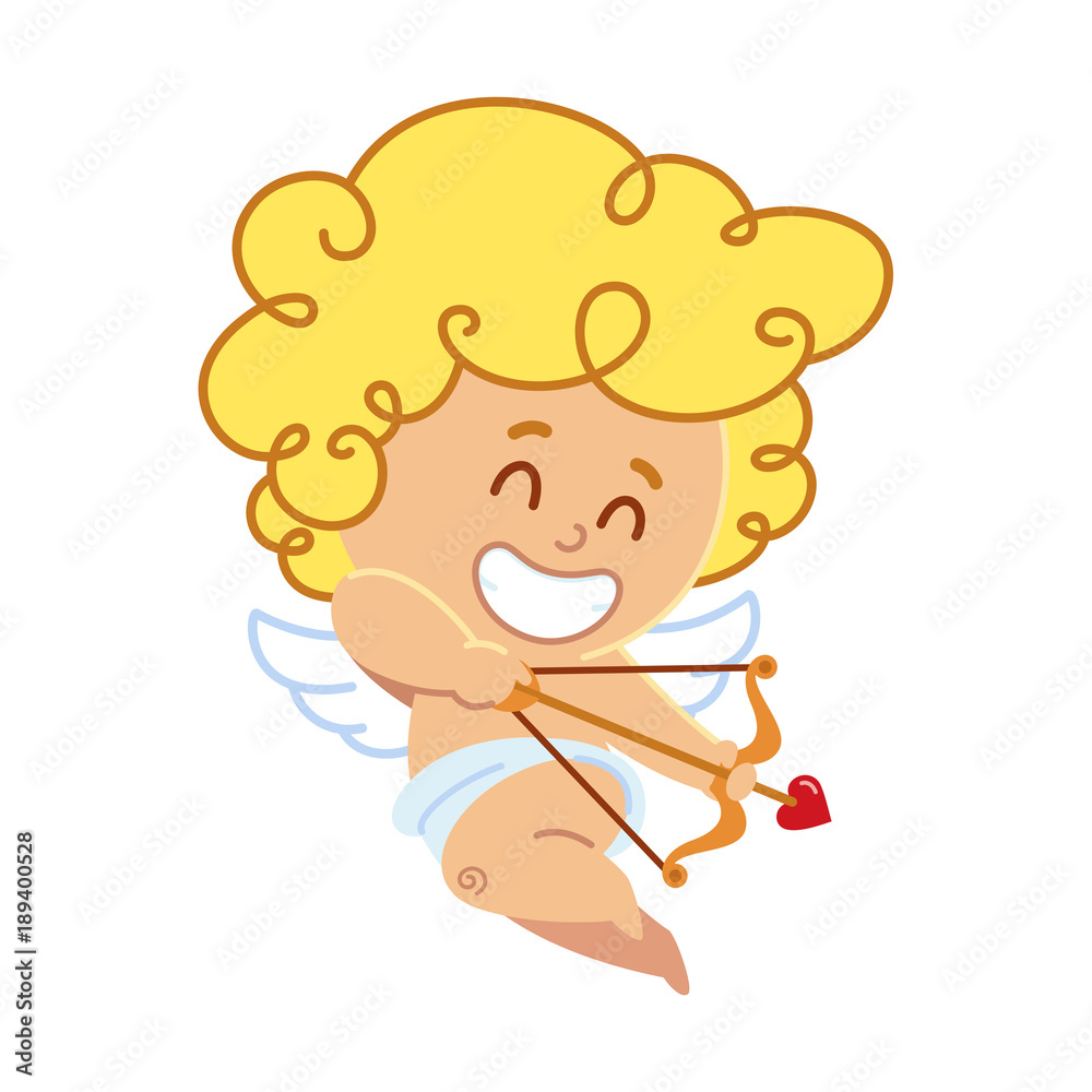 Vector illustration of Cupid, he is shooting an arrow with his bow Vector illustration of Cupid, he is shooting an arrow with his bow