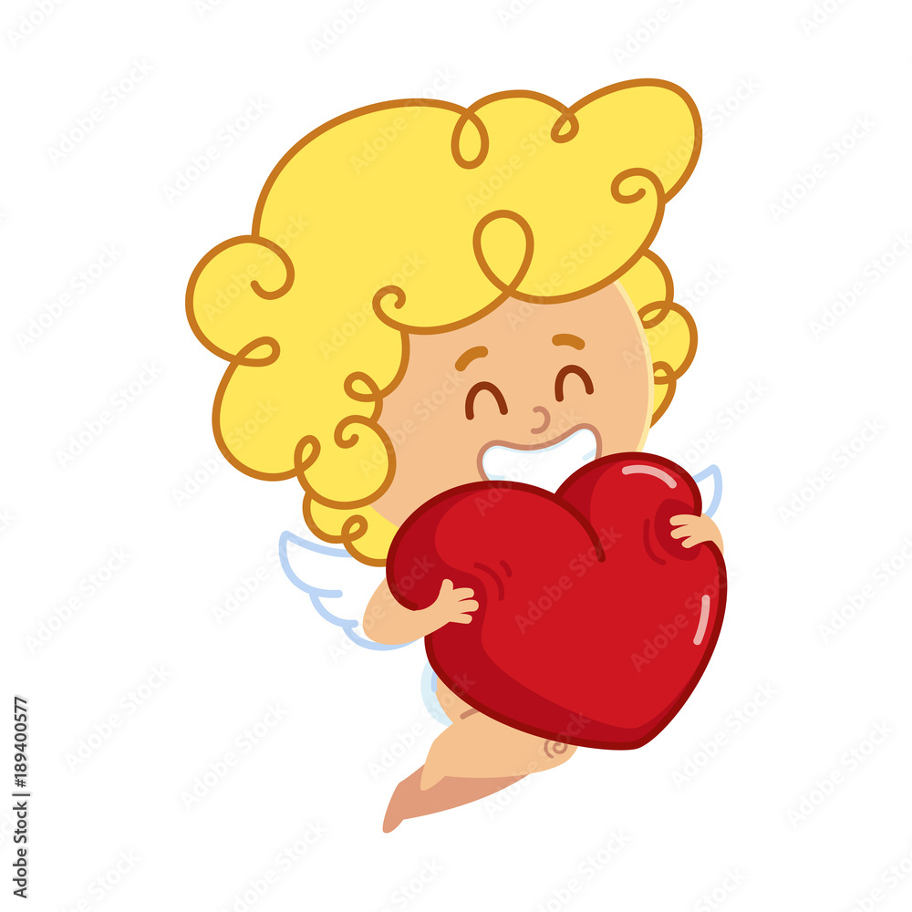 Vector illustration of Cupid, he is embracing a heart Vector illustration of Cupid, he is embracing a heart