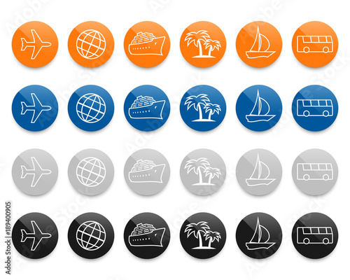 Travel line vector icons set