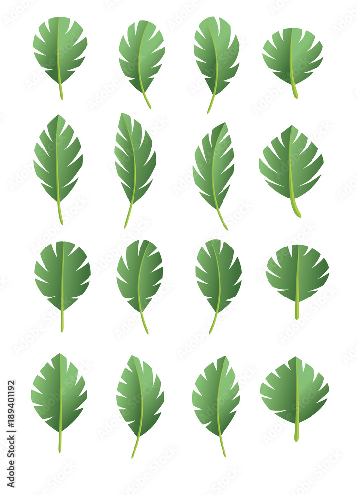 Green abstract leaf icons natural set on white background. Vector illustration. Green abstract leaf icons natural set on white background. Vector illustration.