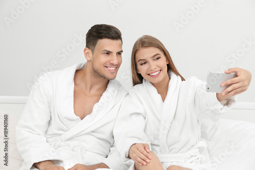 Young loving couple in bath...