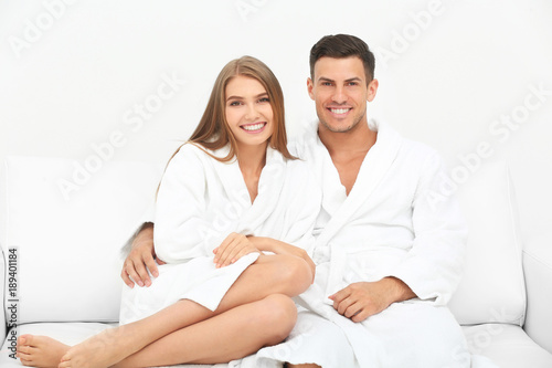 Young loving couple in bath...