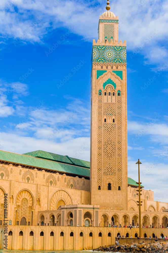 View on Hassan mosque in Casablanca in Morocco