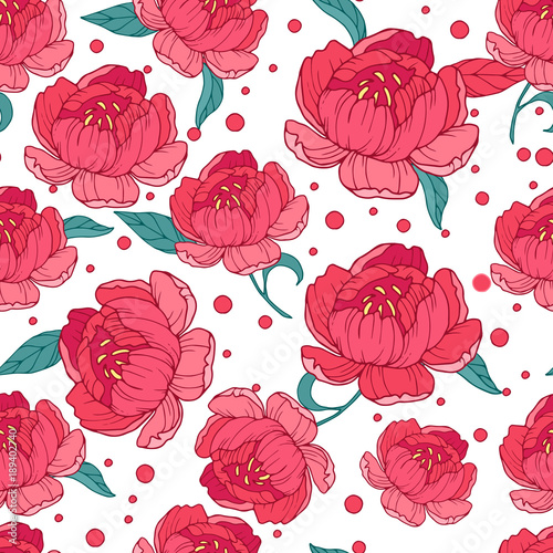 Seamless flower pattern for gift wrap and fabric design. For Valentine day and love from the heart for your design.