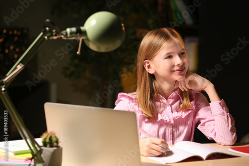 Teenage girl doing homework...