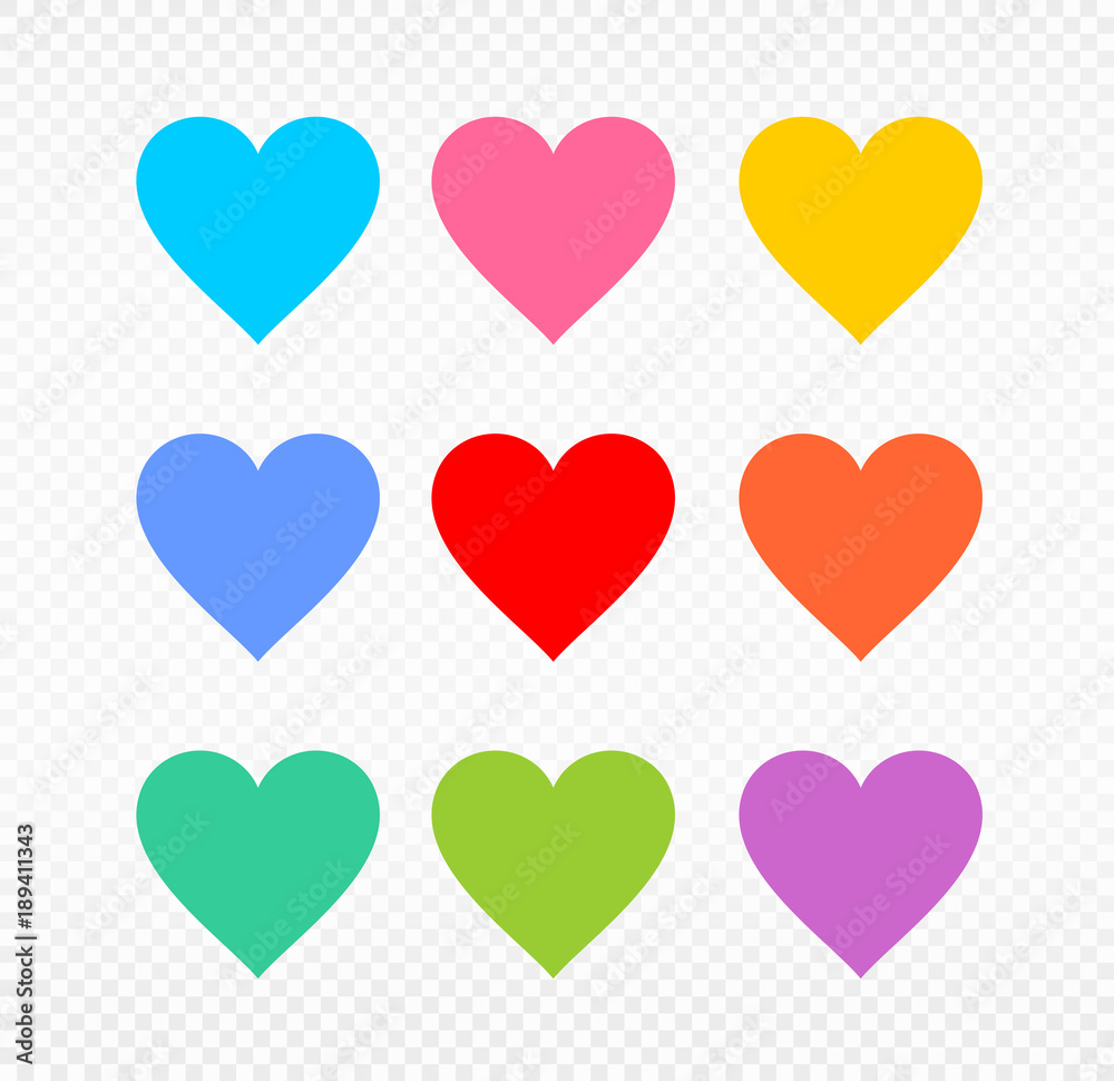 Set of heart love icon color. Vector illustration EPS 10. Isolated on transparent background