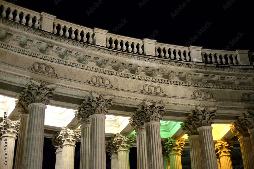 Fototapeta premium Kazan Cathedral in St. Petersburg by night.
