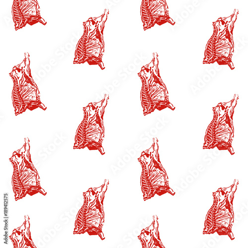 Red Engrave Сow Сarcass Pattern