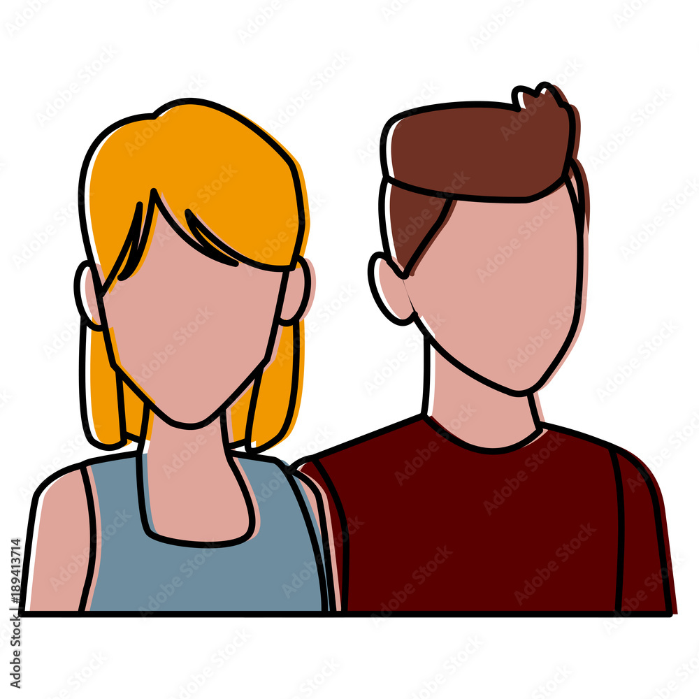 Young couple avatar icon vector illustration graphic design Young couple avatar icon vector illustration graphic design