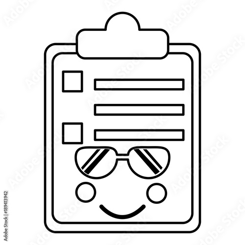 clipboard  wth sunglasses kawaii icon image vector illustration design 