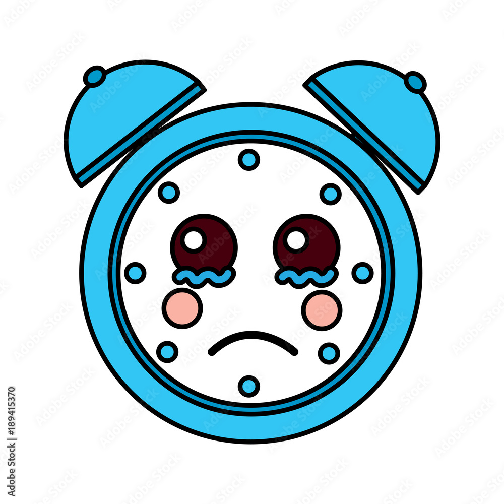Obraz premium sad clock kawaii icon image vector illustration design 