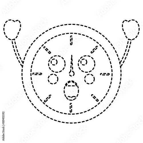 suprised clock kawaii icon image vector illustration design  black dotted line