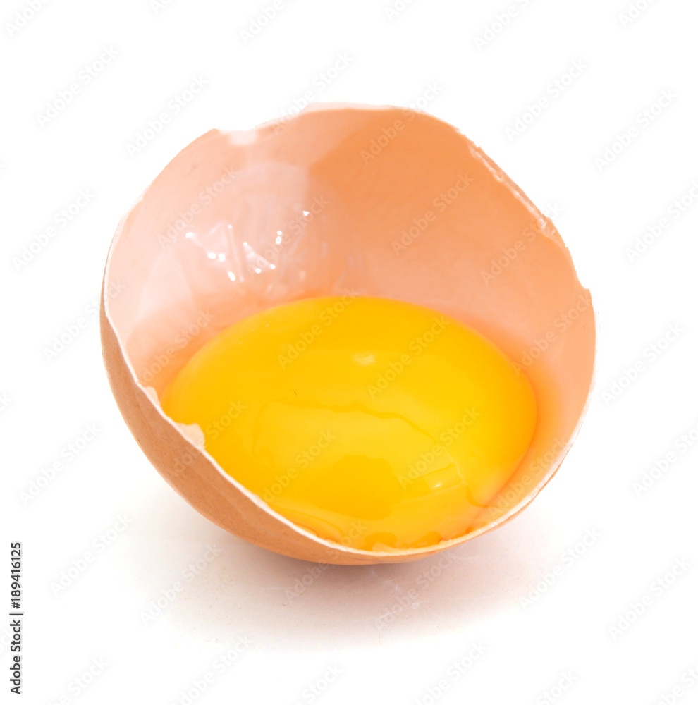 Broken egg isolated on white