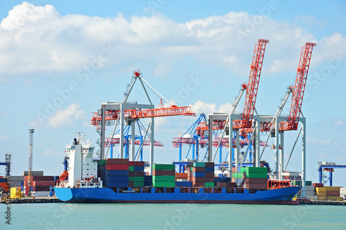 Port cargo crane  ship and container