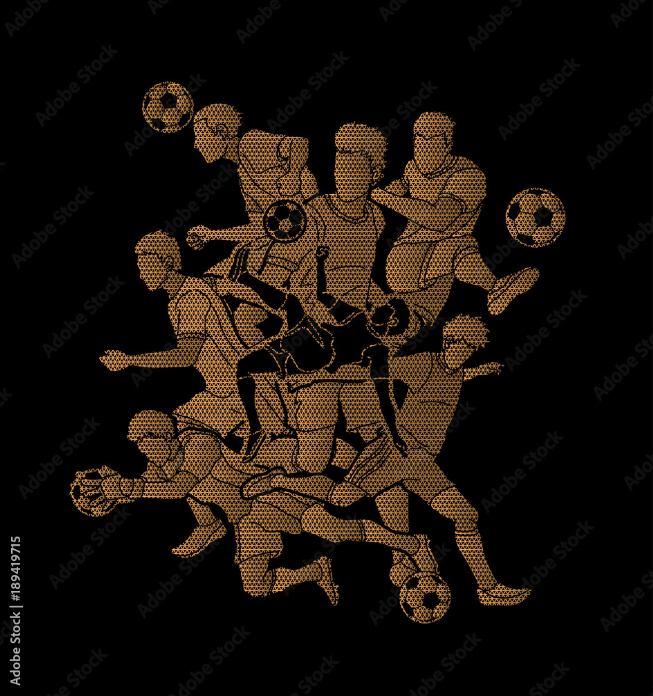 Soccer Team  player composition  designed using geometric pattern graphic vector.