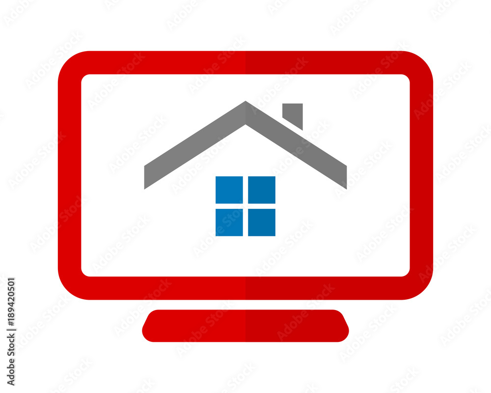 monitor screen residence residential home house housing image vector icon logo monitor screen residence residential home house housing image vector icon logo