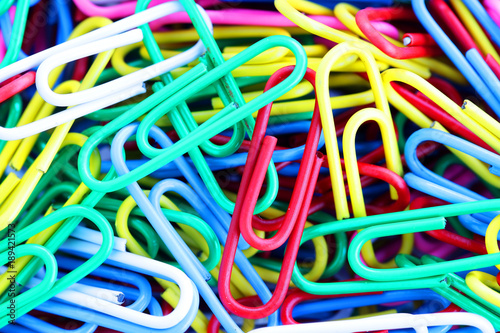 close up of colorful paper clips background