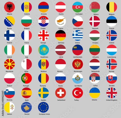 set of flags of Europe