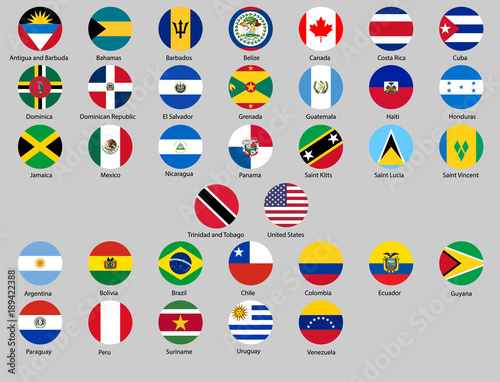 set of flags of Americas