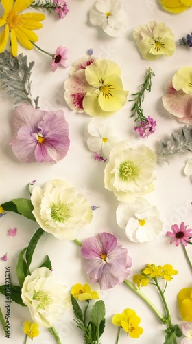 ナチュラルな春の花の花びら 白背景 Stock 写真 Adobe Stock