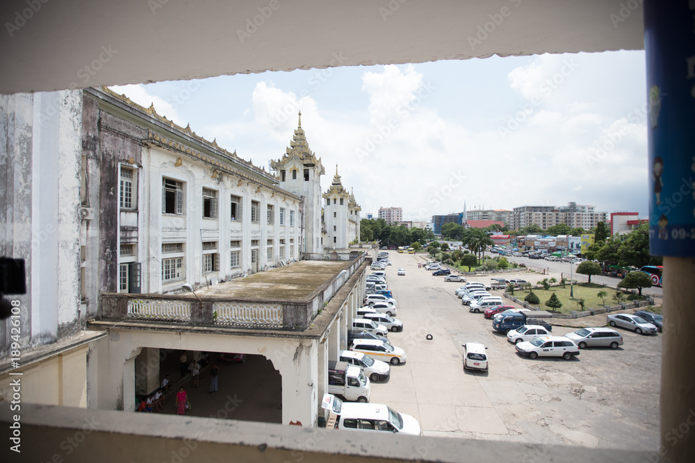 Fototapeta premium EXTERIOR OF TRAIN STATION IN MYANMAR