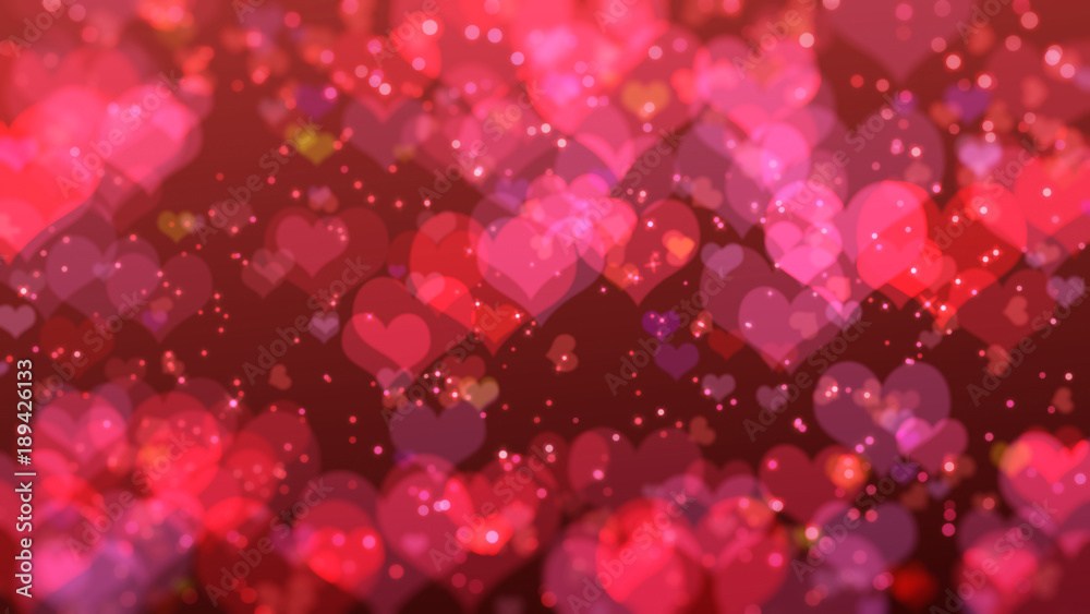 Out of focus background, Valentine's day, Hearts fly valentine blur  background, love valentine on red, Colorful hart on red pastel background, light star on gradient radial effect