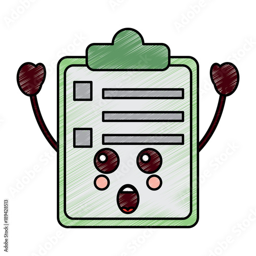 suprised clipboard kawaii icon image vector illustration design 