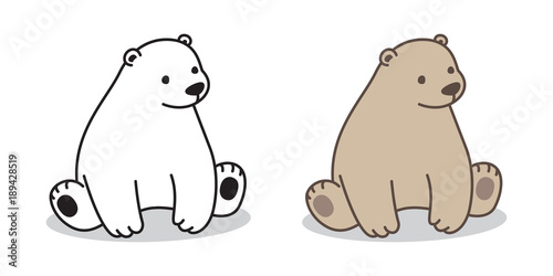 bear vector Polar bear icon logo sitting character cartoon illustration