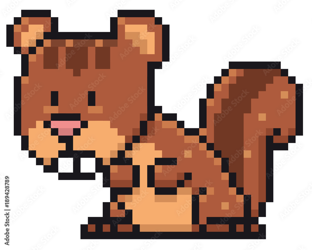 Vector illustration of Cartoon Squirrel - Pixel design Vector illustration of Cartoon Squirrel - Pixel design