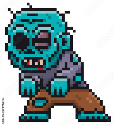 Vector illustration of Cartoon Zombie - Pixel design
