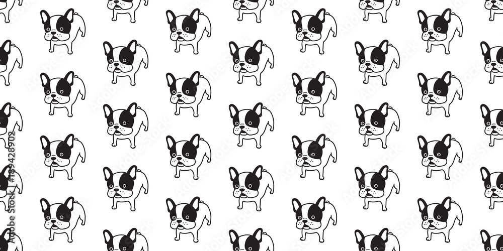 Fototapeta dog Seamless French bulldog vector Pattern scarf isolated repeat wallpaper tile background doodle