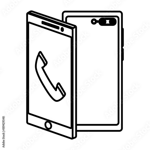 Smartphone frontview and backview icon vector illustration graphic design