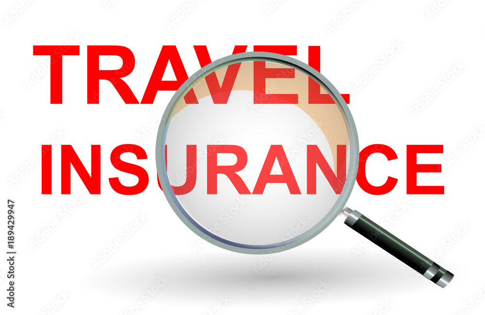travel insurance len zoom red letters - 3d rendering travel insurance len zoom red letters - 3d rendering